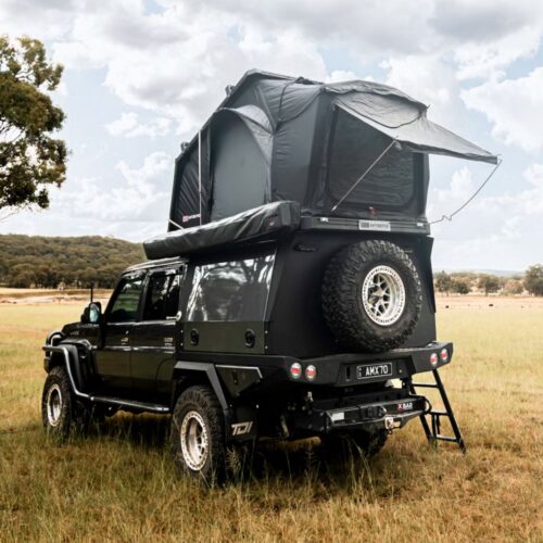 An ARB Intrepid 3.0 Rooftop Tent on top of a 70 series Landcruiser Perth Off Road Equipment